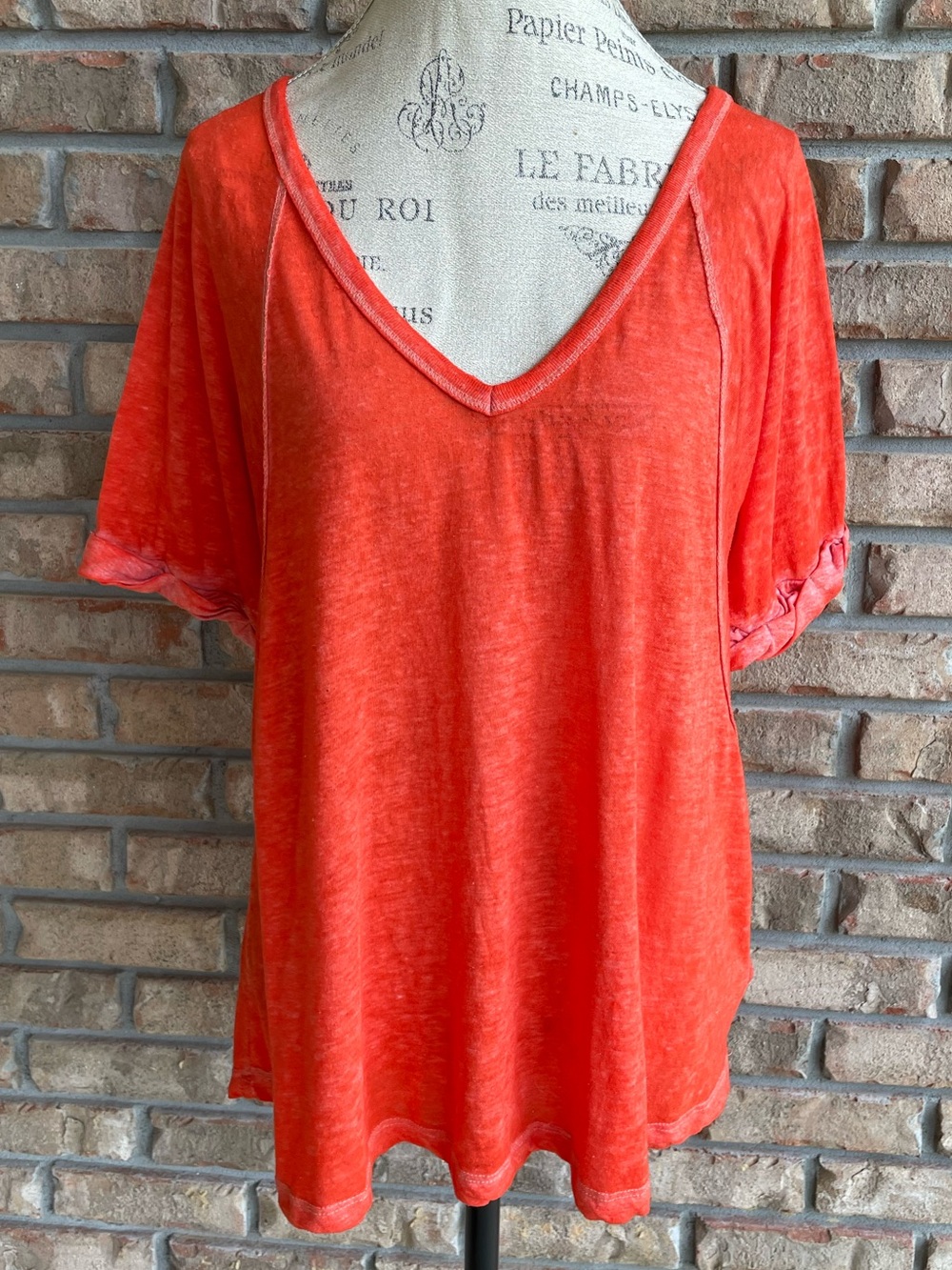 We the Free Free Peoples Maddie Oversized Boho V-Neck Short Sleeve Top.